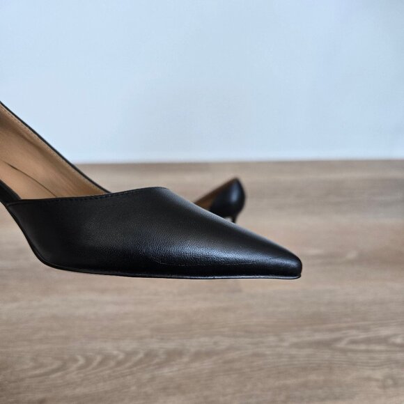 Quince Italian Leather 75mm d’Orsay Pump Black Womens Size 8 New Scratch, No box - Picture 10 of 17
